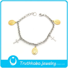 TKB-B0093 China Direto Da Fábrica por atacado jóias religiosas dois tom cadeia mão pulseiras inspiradas para as mulheres